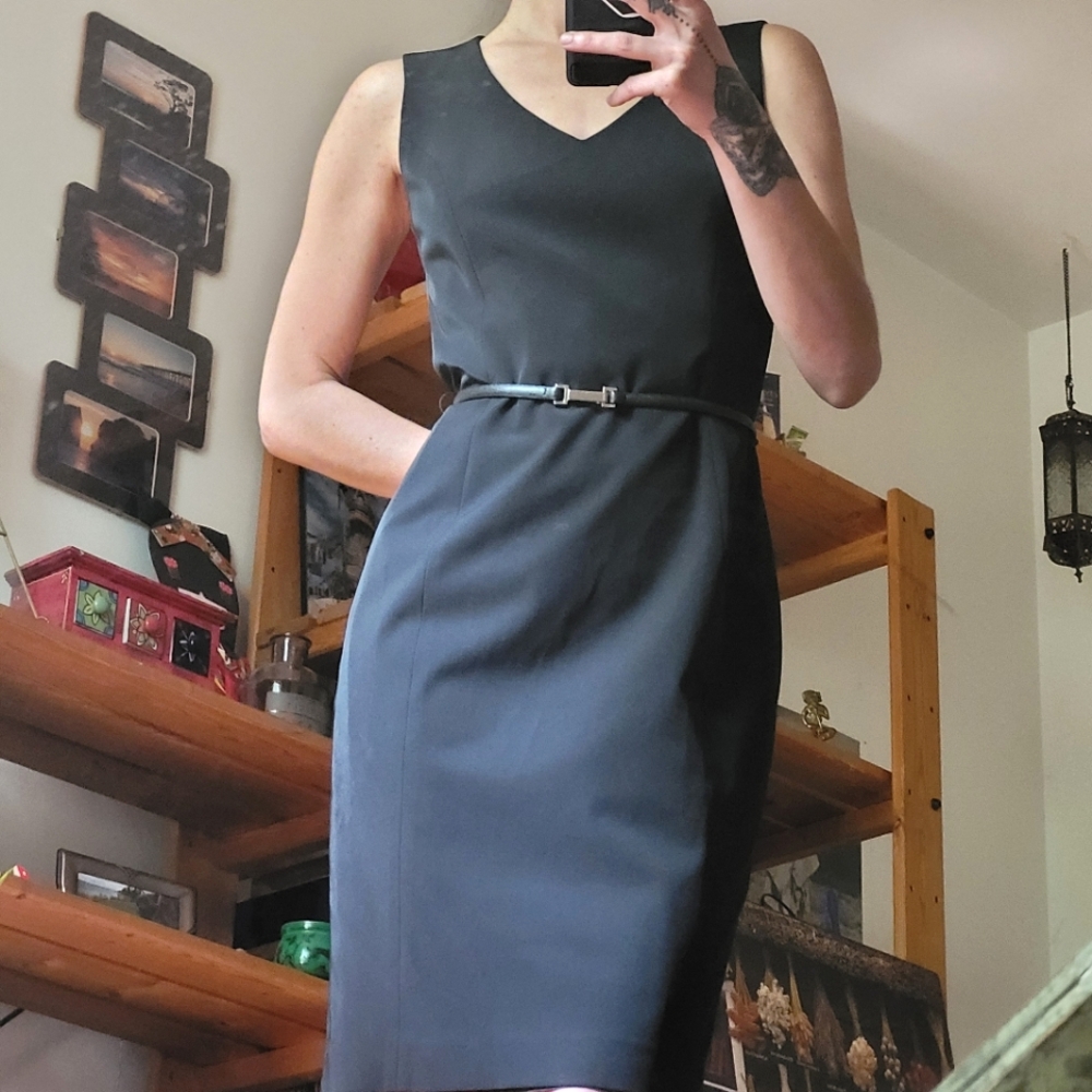 Holt Renfrew Vintage Little Black Dress With Leather Belt - Size 4